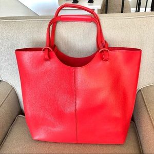 NEW Neiman Marcus Poppy Faux Leather Tote Bag